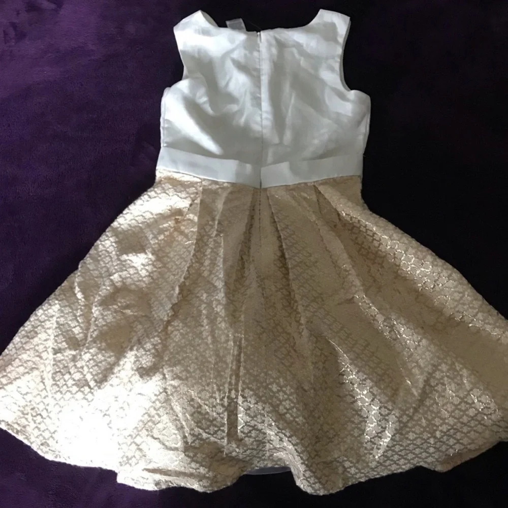 Gymboree Girls White & Gold Party Dress NWT Age 7